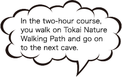 In the two-hour course, you walk on Tokai Nature Walking Path and go on to the next cave.