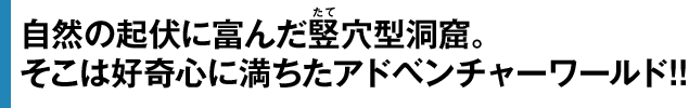 自然の起伏に富んだ竪穴型洞窟。そこは好奇心に満ちたアドベンチャーワールド!!